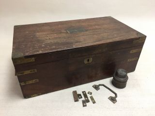 Antique Wood And Brass Writing Box For Restoration Project