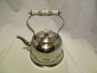 Vintage Stainless Steel Teapot/tea Kettle With Ceramic Handle