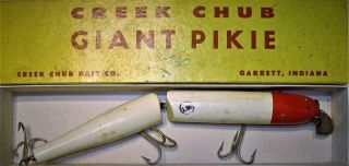 Vintage Creek Chub Giant Pike 2 Piece Wooden Lure Vg