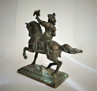 ANTIQUE BRONZE FIGURE OF HORSE AND LADY RIDER WITH FALCON 3