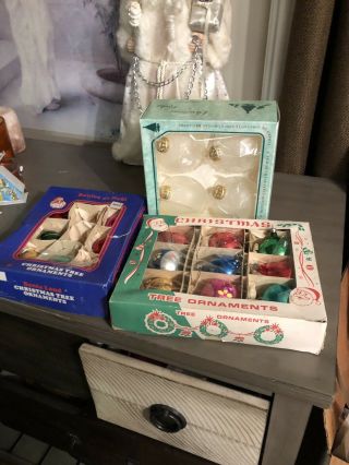 Vintage Glass Christmas Tree Boxed Ornaments