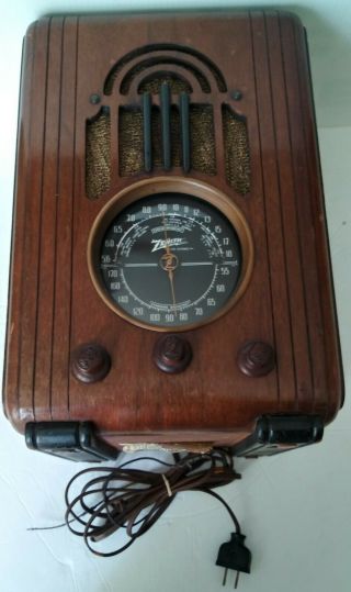 Antique Art Deco 1938 Zenith Tombstone Tube Radio 5 - S - 228 Plays Vg Cond