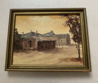 Vintage Miniature Oil Painting Landscapes Signed In Wooden Frame