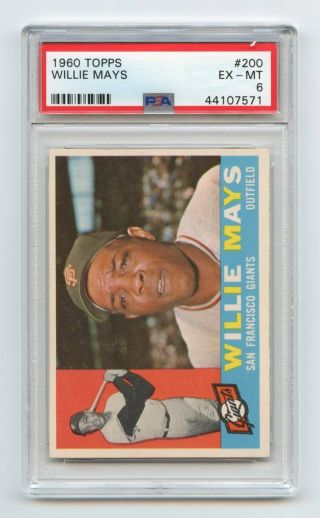 Willie Mays 1960 Topps 200 Psa Ex - Mt 6 Eye Appeal Kcc1018