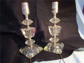 Vintage Clear Glass Boudoir/bed Side Table Lamps