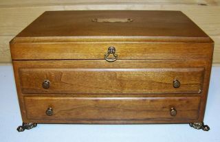 Vintage Naken Solid Wood Jewelry Chest Box Large Woman Or Man