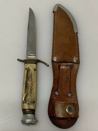 Vintage Dickson Solingen Germany Fixed Blade Stag/bone Handle Knife 6.  5 " Total