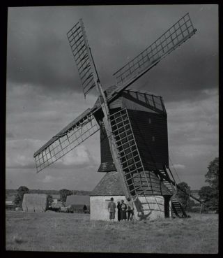 Vintage Magic Lantern Slide Stevington Windmill C1940 Photo Bedfordshire