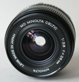 Vintage Minolta Celtic MD 28mm 2.  8 Wide Angle Lens w/Caps 2