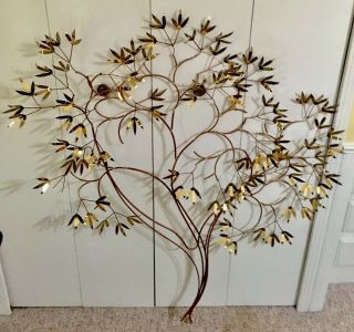 Vtg Mid Century Large Curtis Jere Bamboo Tree Metal Brass Copper Wall Sculpture