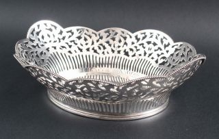 Antique Early 20thc Sterling Silver Oval Openwork Fruit Basket Center Bowl,  Nr
