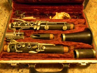 Vintage Wood Wooden Clarinet: Alexandre - Paris W Case,  Mouthpiece,  Reeds,  Etc.