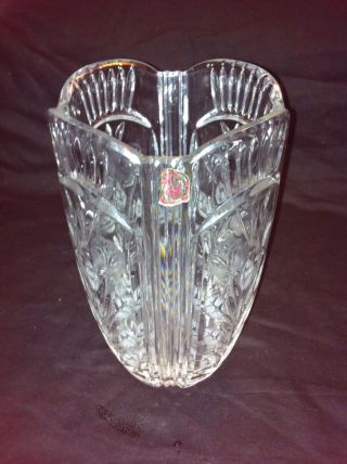 Vintage Large Crystal Clear 24 Lead Crystal Vase Made In Poland