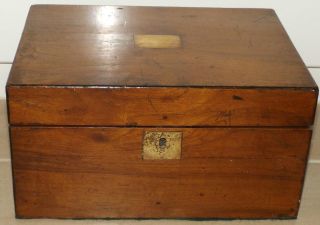 Antique 19thc Walnut Writing Slope With Fitted Interior