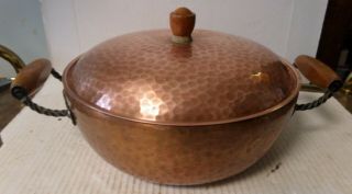 Vtg Hammered Copper Pot Pan Swiss Made Stockli Nestal Arts & Crafts 9 - 1/2 " D