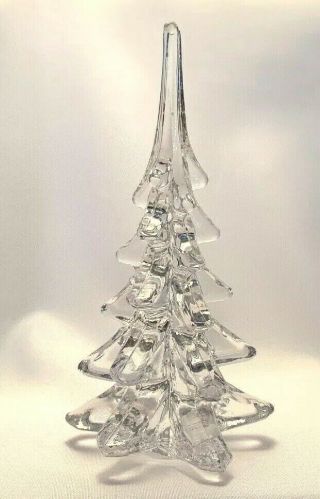 Vintage 8” Lead Crystal Clear Glass Christmas Tree Holiday Decor (ss)