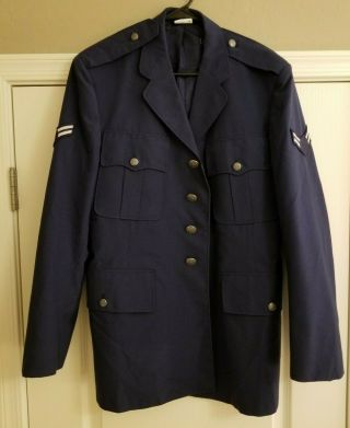 Vintage Us Air Force Dress Blue Military Jacket Service Coat Usaf 41r 1976 - 91