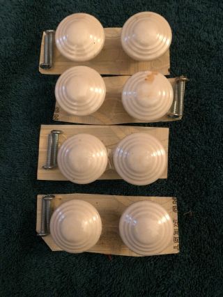 Vintage White Porcelain Ceramic Mushroom Drawer Cabinet Knobs Pulls 8 W/hardware