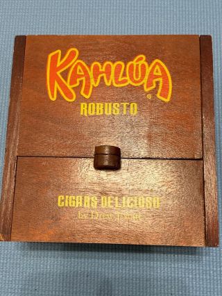 Collectible Wooden Kahlua Robusto Cigar Box Cigars Delicioso By Drew Estate