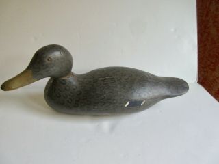 Carved Wood Duck Decoy Glass Eyes