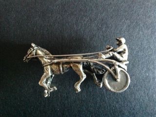 Silver Model Of Harness Racing Horse,  Sulky And Driver.