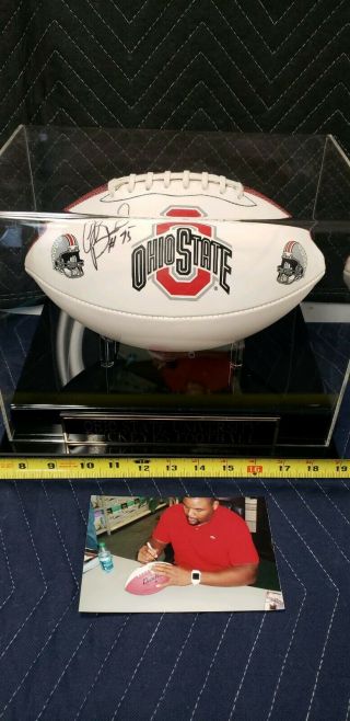 Orlando Pace Ohio State Autographed Football With Picture And Display Case
