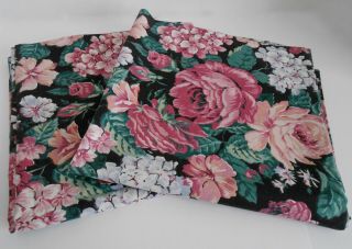 Four Vintage King Size Fieldcrest Floral Pillowcases Black,  Pink & Green 3
