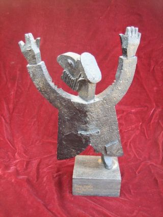 Vintage Frank Meisler Sculpture Dancing Chasidic Figure Jaffa Israel signed 150/ 3