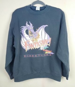 Disney Vintage Mickey Mouse Fantasmic Dragon Print Sweater Sz Xl