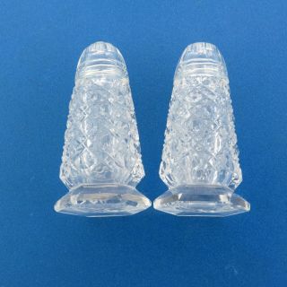 Vintage Crystal Salt & Pepper Shakers Glass Caps 3 "