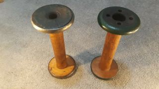 Vintage Large Wooden Spool Sewing Textile Spindle Bobbin 9.  25” Industrial Fabric