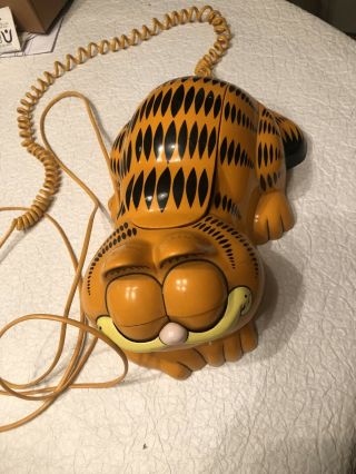 Vintage 1980s Tyco Garfield Push - Button Telephone Eyes Open And Close