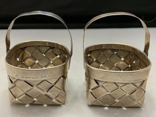 Set Of 2 Vintage Cartier Sterling Silver Hand Made Woven Basket Trinket Holder.