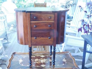 Solid Mahogany Antique Martha Washington Sewing Cabinet Drawers Spool Racks