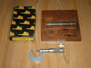 Vintage Brown & Sharpe Micrometer No.  1 W/box & Case Range 0 - 1 "