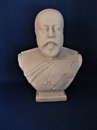 Antique 19thc W.  H.  Goss Parian Bust Of King Edward Vii - C1901 -