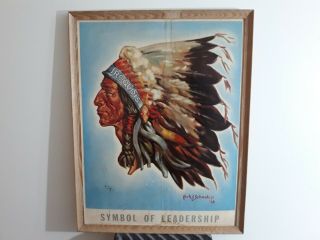 Vintage 1949 Iroquois Beer Native American Chief Cardboard Sign 23 " By 29 "