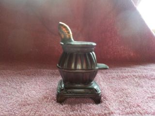 Vintage Metal Pot Belly Stove Ashtray 2 1/2 " Tall