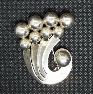 Vintage Sterling Silver Fur Clip Pin Modernist Abstract Modern Signed Napier