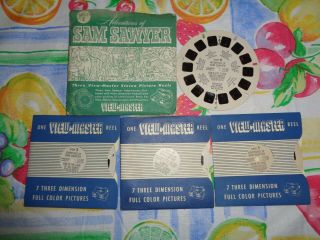 Vintage View Master Reels Sam Sawyer Series 2 Discs 3,  4,  5,  6 4 Discs W Cover 1951