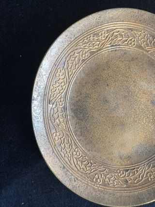Signed Tiffany Studios York 1671 Gold Dore Bronze Plate Tray 6 3/4 