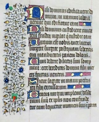Lg.  Medieval Illuminated Manuscript,  Deco.  Initials,  Done Ca.  1475 In France