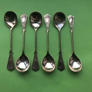 Soviet Vintage Silver Gold Plated Tea Spoon Set Of 6