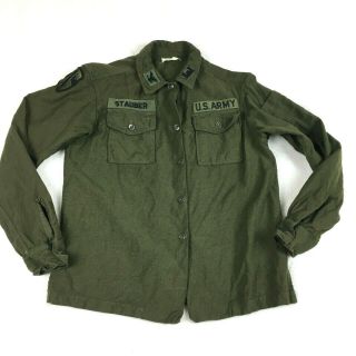 Vintage U.  S.  Army Wool Field Shirt Og 10 Military Uniform Womens With Patches