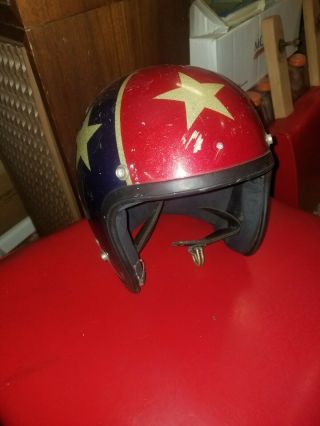 Vintage Stars & Stripes Motorcycle Helmet Red White & Blue 60’s 70’s,  Easy Rider