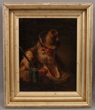 19thc Antique German Portrait Oil Painting,  Man W/ Tobacco Pipe & Stein