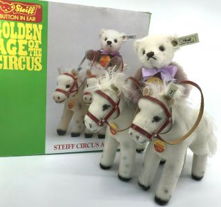 Steiff Golden Age Circus Bear Back Rider W Horses Set Mohair Plush Le5000 Boxed