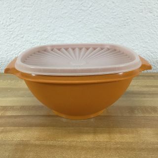 Tupperware Servalier Bowl 838 - 4 With Clear Lid 6 Cup Autumn Harvest Vintage