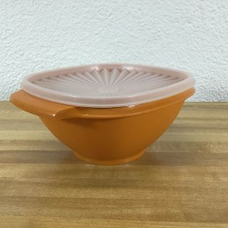 Tupperware Servalier Bowl 838 - 4 With Clear Lid 6 Cup Autumn Harvest Vintage 2