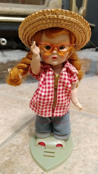 Vintage 1954 Vogue Ginny Farm Girl Country Doll Jeans Red Hair Glasses